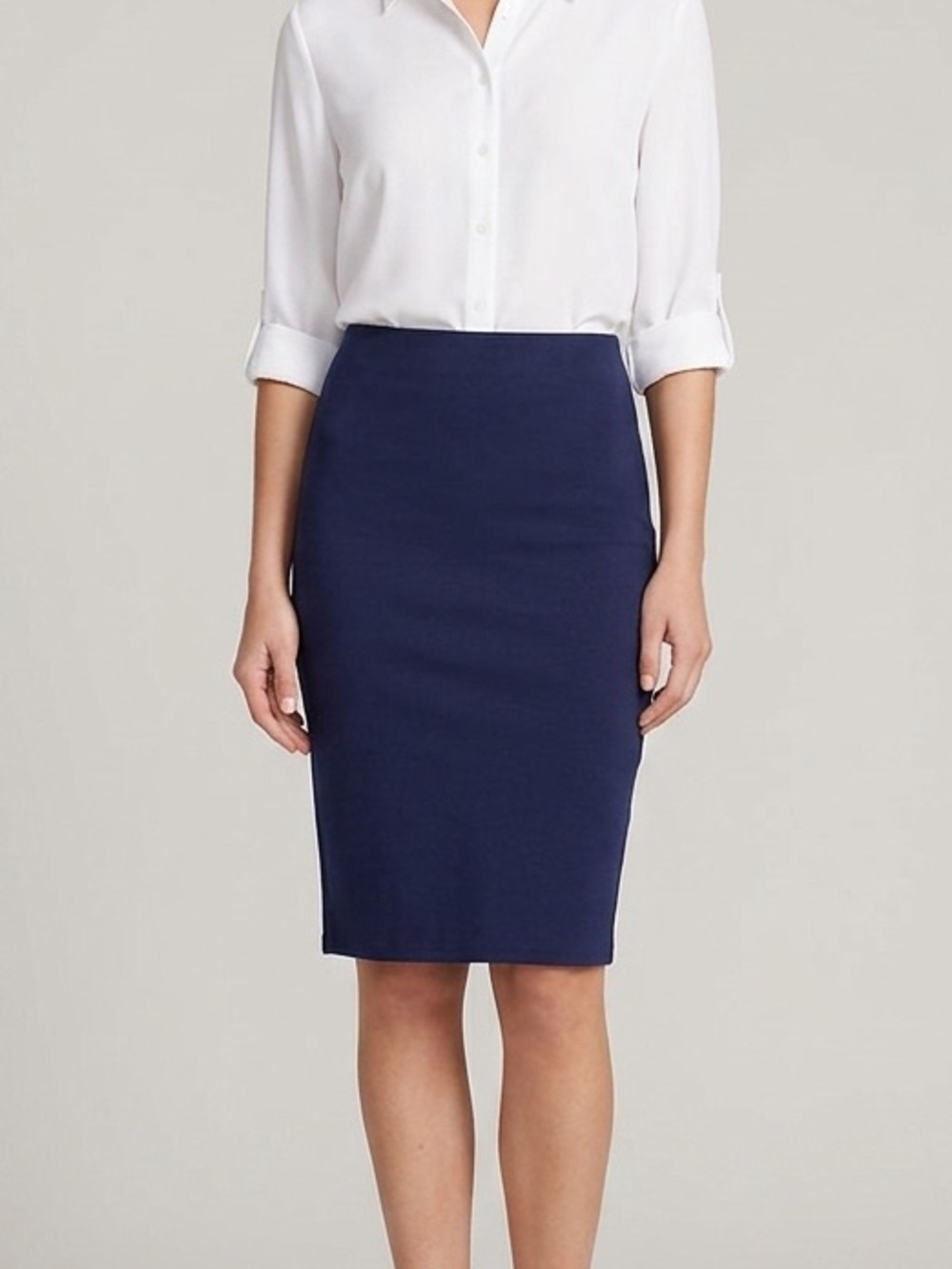 Elegant Navy Blue Pencil Skirt